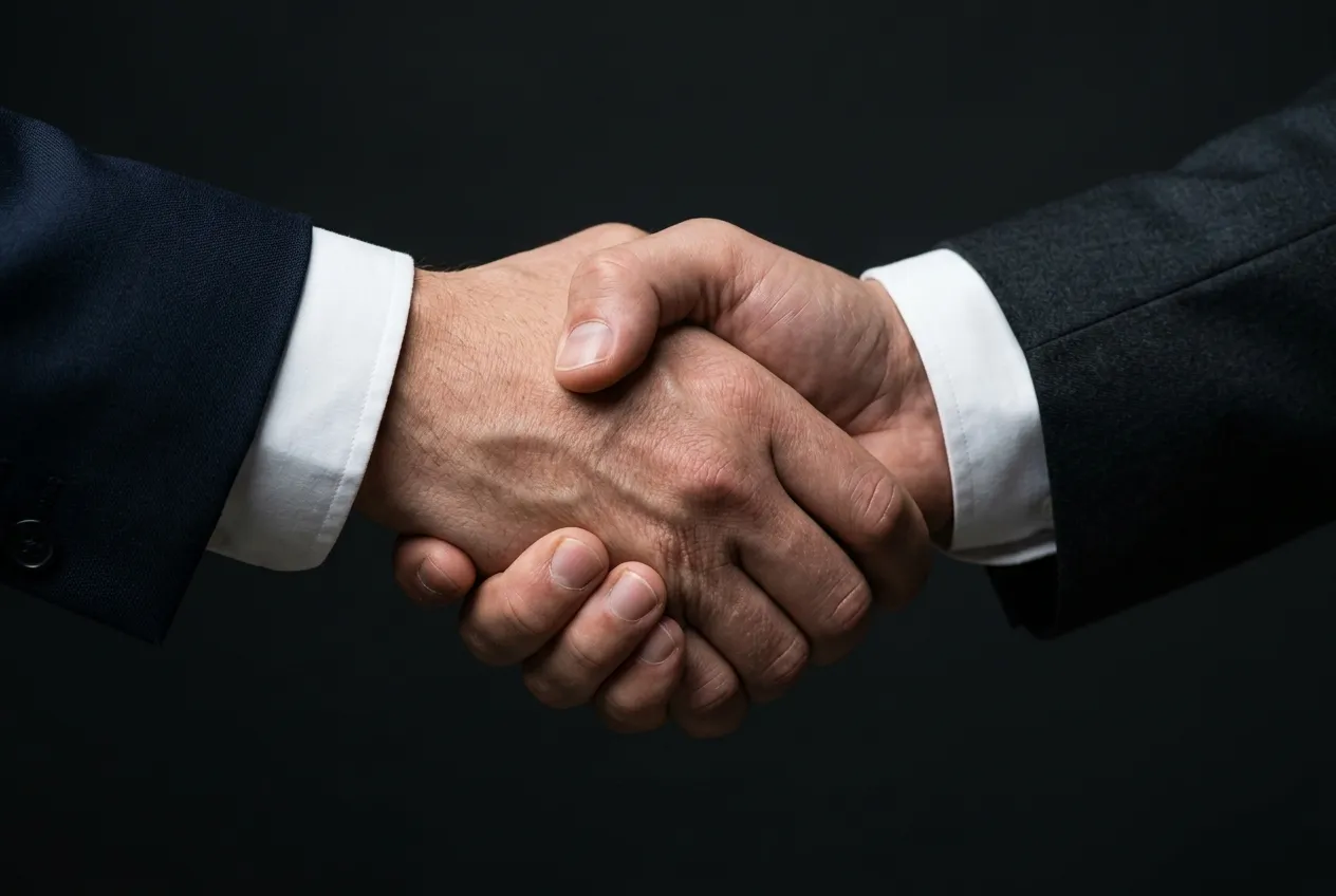 Zbliżenie na uścisk dłoni dwóch partnerów biznesowych