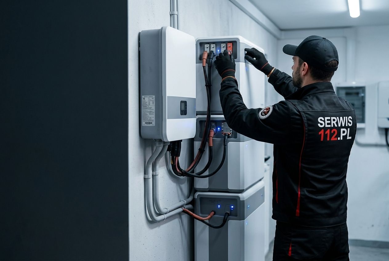 Serwisant Serwis112 podczas przeglądu domowego magazynu energii