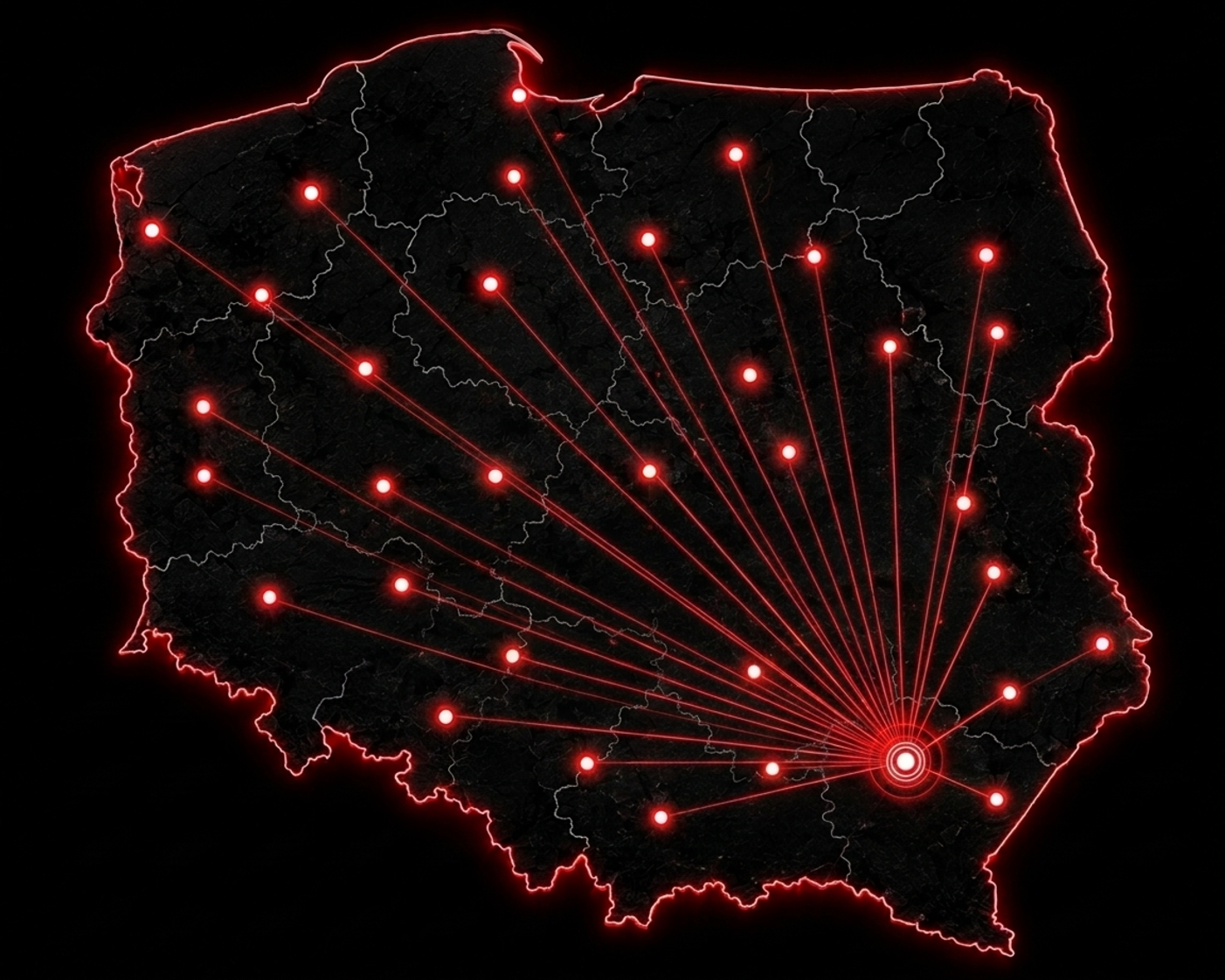 Mapa ogólnopolskiego zasięgu Serwis112