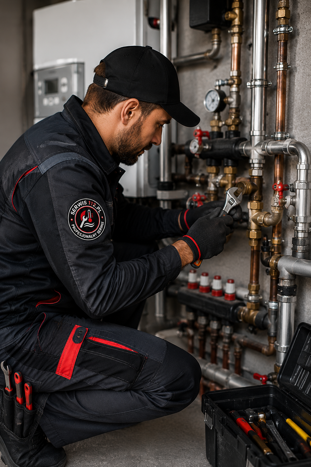 Hydraulik Serwis112 podczas naprawy instalacji wodno-grzewczej